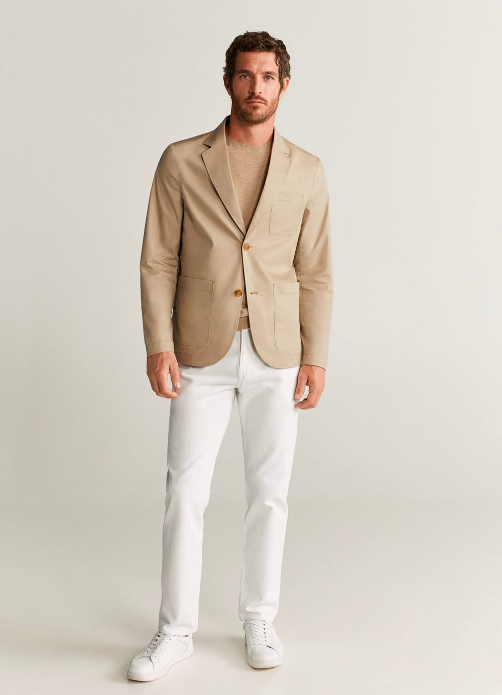 Slim fit cotton blazer